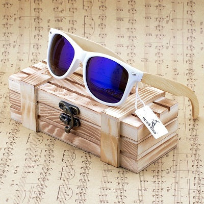 Bamboo Wooden Sunglasses White Frame